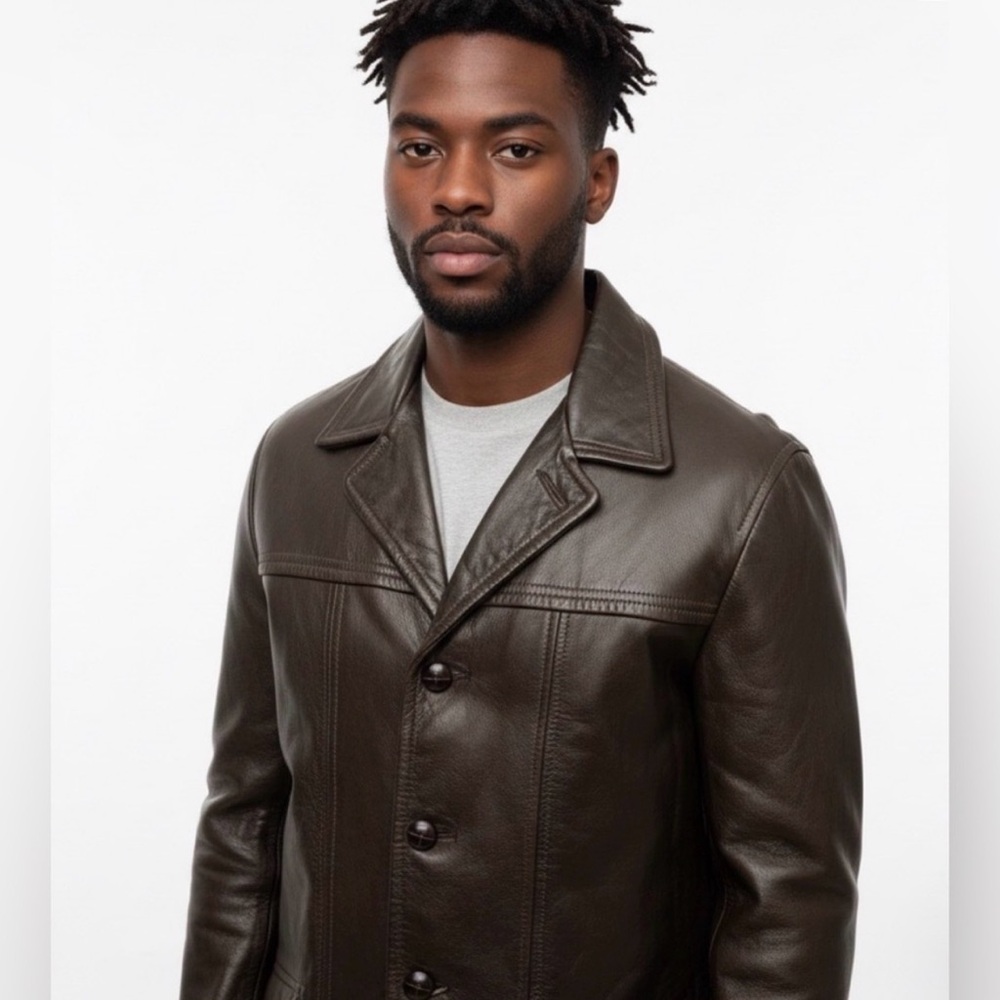 Vintage Cabreta Men's  brown Leather Field Jacket detectable lining Mint